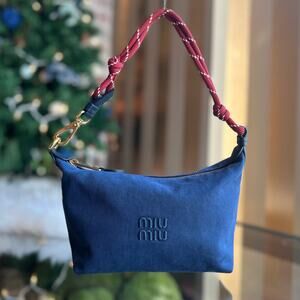 MIU MIU Blue Gabardine Fabric Pouch